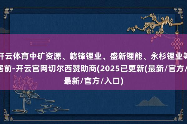 开云体育中矿资源、赣锋锂业、盛新锂能、永杉锂业等涨幅居前-开云官网切尔西赞助商(2025已更新(最新/官方/入口)