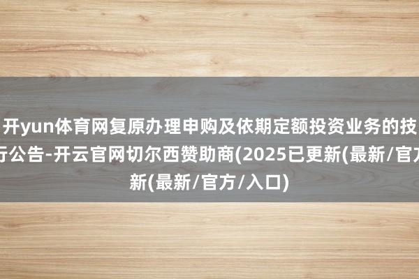 开yun体育网复原办理申购及依期定额投资业务的技能将另行公告-开云官网切尔西赞助商(2025已更新(最新/官方/入口)
