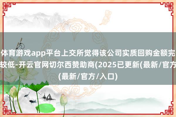 体育游戏app平台上交所觉得该公司实质回购金额完成比例较低-开云官网切尔西赞助商(2025已更新(最新/官方/入口)